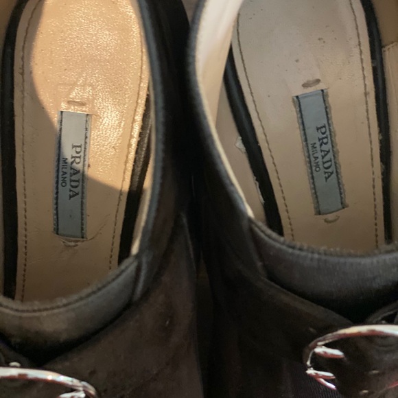 PRADA BROWN SUEDE BUCKLE FRONT ANKLE BOOTIES - Picture 6 of 6